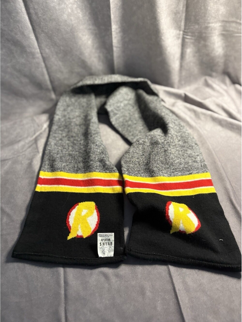 Youth Licensed Ryans World Knit Neck Scarf Gray & Multi Color 43" x 7"